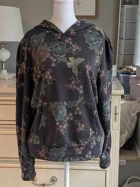 LC Lauren Conrad large butterfly floral navy blue hoodie